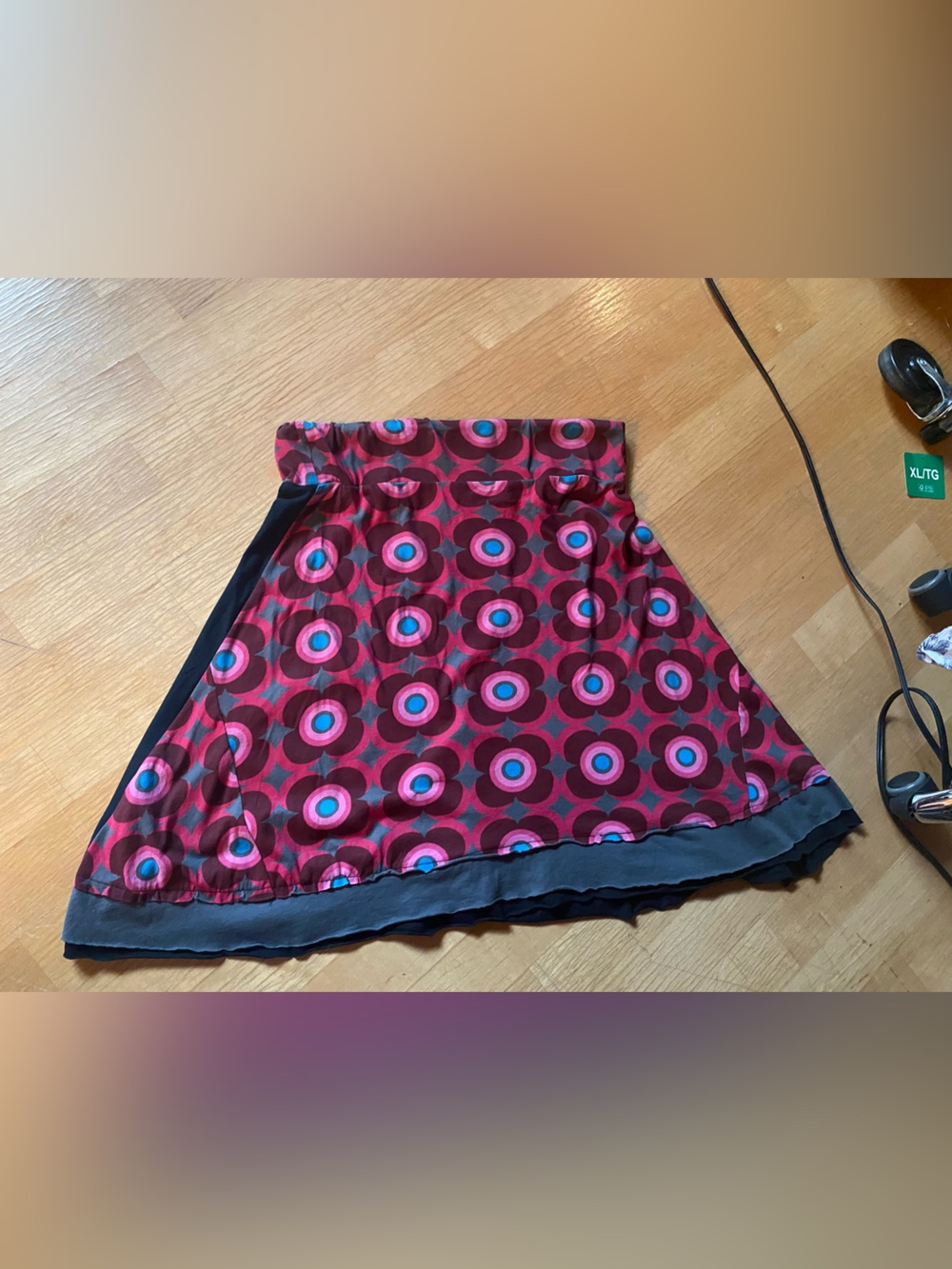 Desigual Black Skirt with Pink Floral & Multicolor Target Prints - Picture 9 of 10